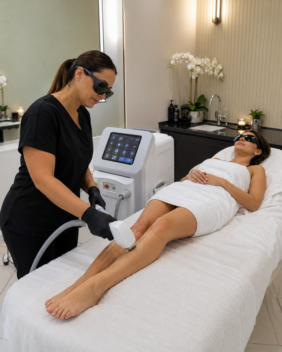 Soin d'épilation laser dans un centre esthétique élégant